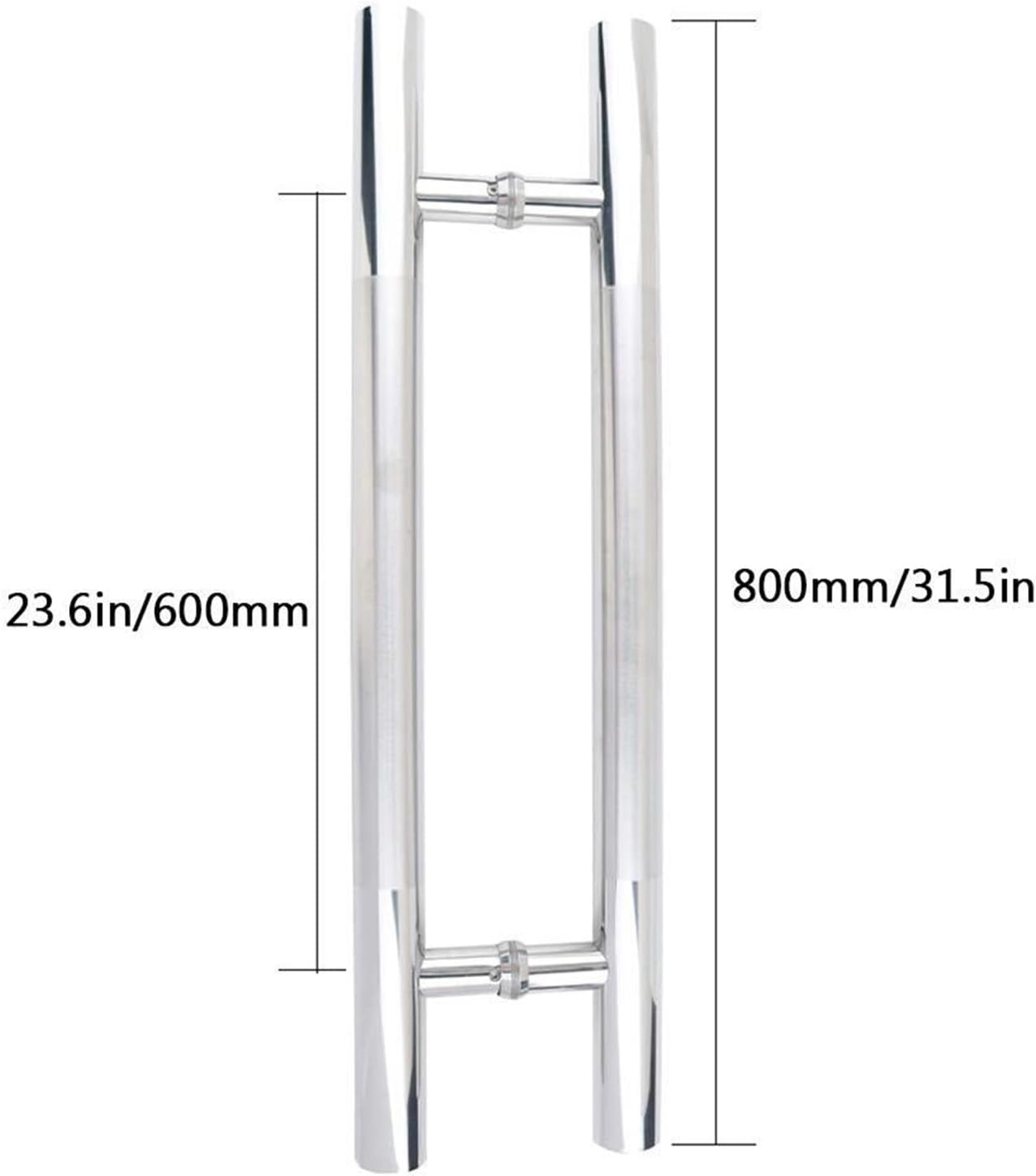 Push-Pull Door Handle Thickened Stainless Steel Round Tube Glass Door Handle Indoor and Outdoor Door Handle Barn Door Sliding Handle (Size : 800x600mm)