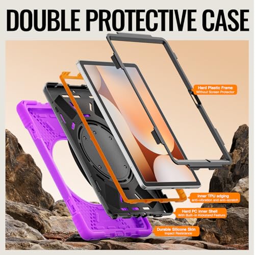 Coque Samsung Galaxy Tab A11 Plus violette antichoc avec support rotatif et écran intégré 11" - 3