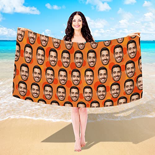 Personalized Beach Towel for Adults with Face Picture - Super Absorbent Drying Quickly - Oversized Beach Towels - Sandfree Beach Towel with Photos - Gym Yoga Spa Pareo Travel Sports Swim Spa