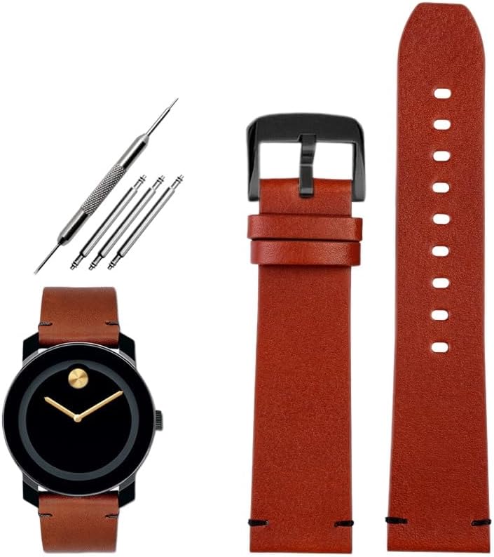 Men's leather watch strap suitable Compatible with for Movado Port BOLD series 3600305/306/307 leather watch strap accessories 22mm