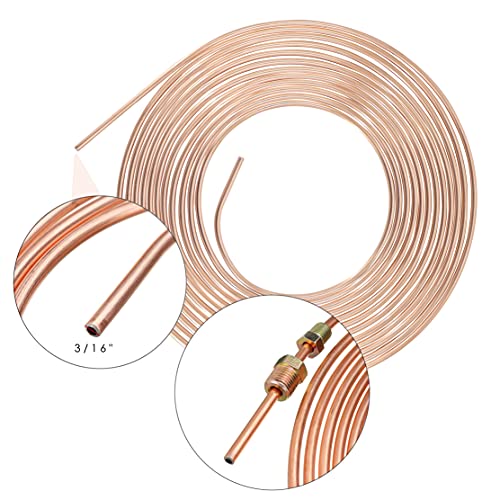 25 Ft. 3/16 Od Copper Nickel Brake Line, Rustproof Brake Line Tubing Coil And Fitting Kit, 3/16" X 25 Ft (Includes 16 Fittings) #TOP3