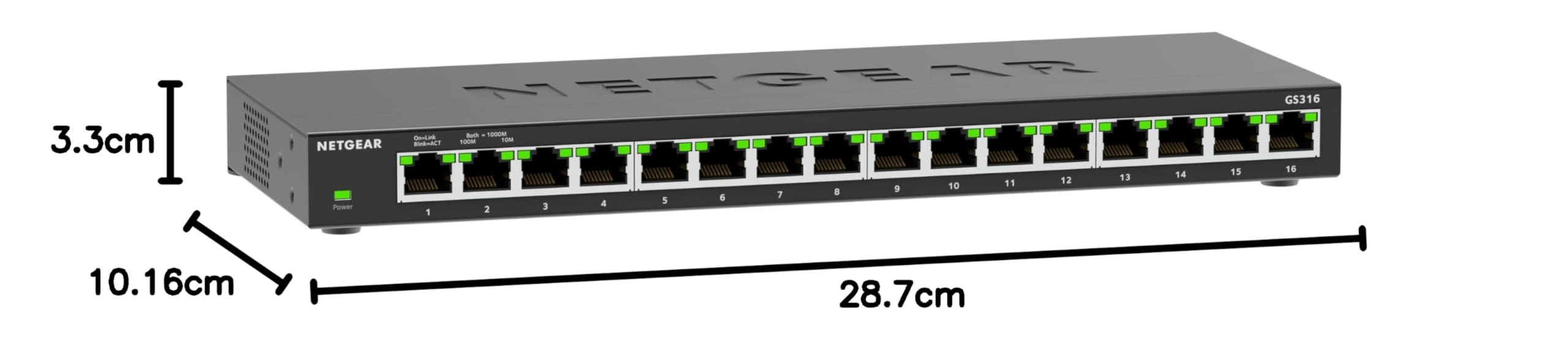 NETGEAR Switch non gestito Gigabit Ethernet a 16 porte (GS316) - Montaggio a parete o desktop e protezione limitata a vita