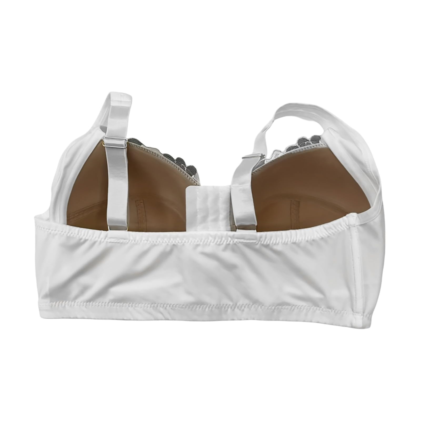 Reggiseno Anteriore in Pizzo Senza Ferretto con Coppa Non Rimovibile Taglie Forti da Donna, Bianco, 40E(40DD)