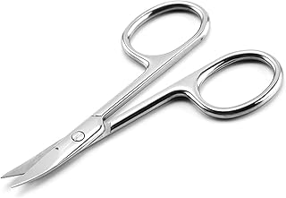 مقص احترافي لتجميل الحواجب مصنوع من فولاذ مقاوم للصدأ من كيكي، مقص لشعر الوجه والأنف واللحية والشارب والرموش (فضي)