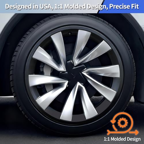 Image of Tesla Model Y Juniper Rim Protector Fit 20 inch Helix 2.0 Wheels 2025-2026|Wheel Covers 20 inch|ABS Guard Hubcap Cover for Curb Rash Prevention| Model Y Juniper Accessories|Matte Black(Set of 4)