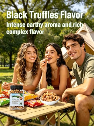 Image of Zorrer Black Truffle Walnuts, 6 oz, Not Fried, Freshly Roasted & Seasoned | No Added Sugar, Non-GMO, Vegan & Gluten-Free, Flavor Snack for Sports Events, Movie Nights & Gatherings