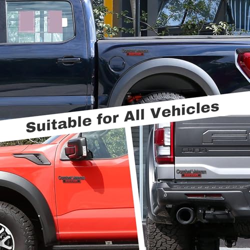 Image of Car Emblem for Combats Veteran Edition with 2 Adhesives, 3D Badge Decal for Trucks, Metal Stickers Replacement Compatible with Universal Vehicle, Veteran Gifts for Men (Black & Red)