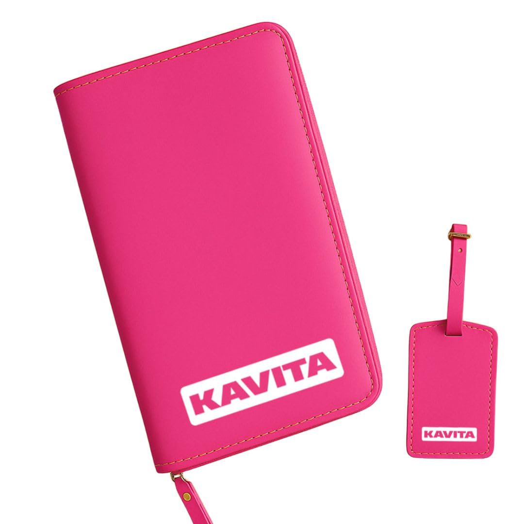 Personalized Passport Case with Name-Pink Faux Leather Passport Wallet & Luggage Tag Set-image-25