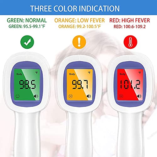 Image of Infrared Digital Thermometer For Fever, Non-Contact Laser Infrared Thermometer Temperature Gun [Battery Included] - White and Blue, Plastic