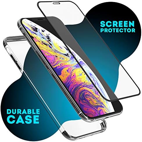Pneubonic Set Case for iPhone Xs Max - Clear Stylish Flexible Case with Bonus 10D Screen Protector and Ring Stand Holder for Apple iPhone Xs Max Case 6.5 inch - Clear iPhone Xs Max Case with Silver
