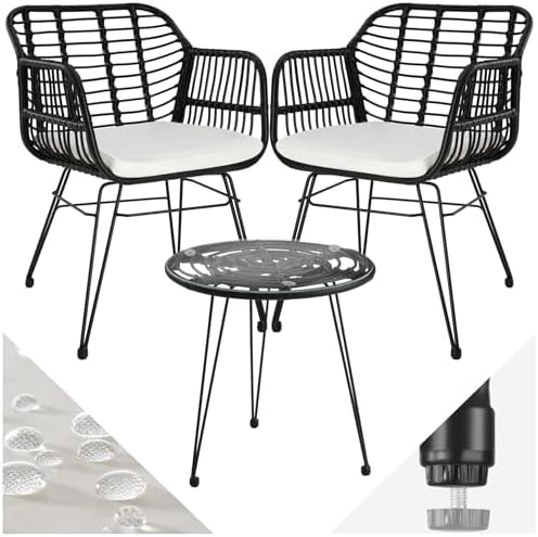 Set Salotto Da Esterno TecTake - 2 Sedie E Tavolo In Rattano Con Cuscini - Foto 7