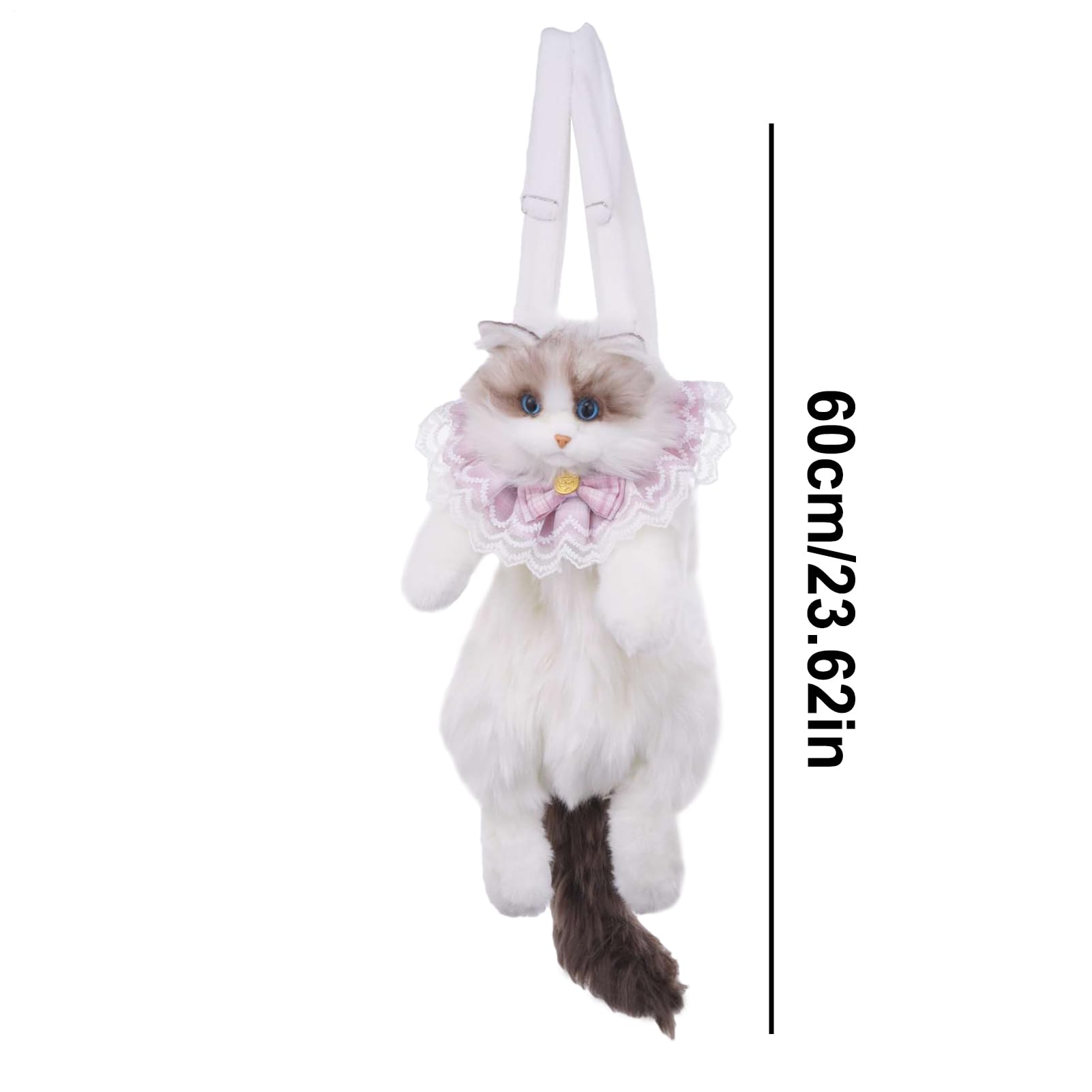 Zaino per bambole gatto, zaino morbido per gatti, Zaini morbidi a forma di | gatto vivace con tasca con cerniera, Comode borse a tracolla per bambole in peluche per bambine