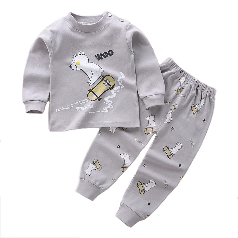 Image of Bold N Elegant Full Sleeve Cute Cotton Cartoon Print T-Shirt & Pajama Pj Jogger Clothing Set for Infant Toddler Baby Boy Girl Kids