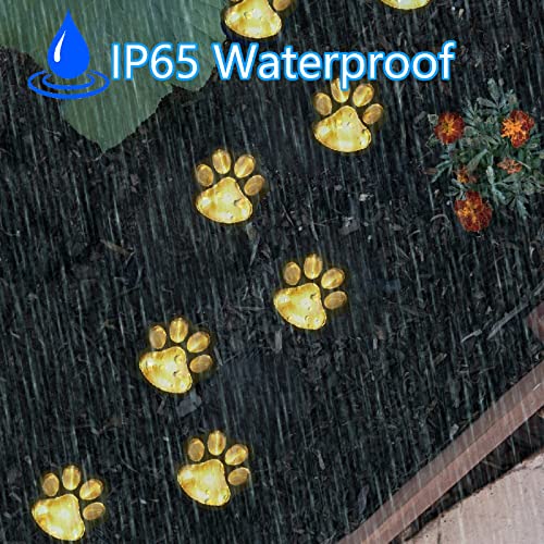 Paw Print Solar Lights – Solar String Lights Outdoor Waterproof Led (Set Of 8), Dog Cat Decorative Lamp, Pet Print Path Lights, Vibrant Garden Solar Lights, Gifts For Pet Lovers(Warm White Paw Print) #TOP1