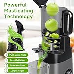 Cold Press Juicer, 5.8" Extra Large Feed Chute Fit Whole Fruits & Vegetables, 350W Slow Masticating Juicer Machines, Easy to Clean,High Juice Yield（Grey） - Image 3