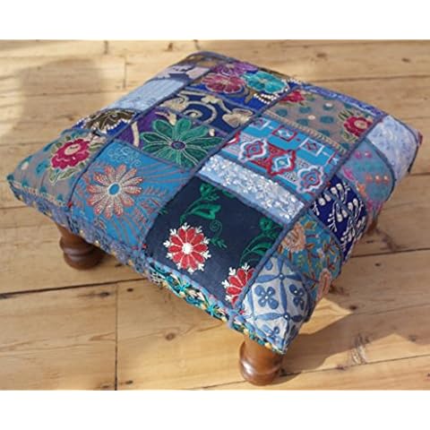 Reposapiés Thorness Escabestro Patchwork Azul Cover