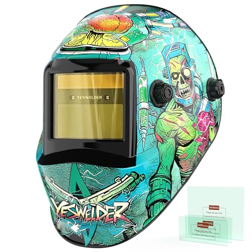 Image of YESWELDER Auto Darkening Welding Helmet, Blue Light Blocking, 1/1/1/1 True Color Solar Powered Welding Hood with 2 Arc Sensors, Wide Shade 3.5/9-14 Welder Mask for TIG MIG ARC and Grind