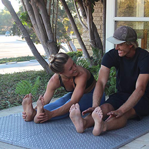 Fun N' Safe Eva Foam Interlocking Floor Tile Mats Protective Shock Absorbing Flooring For Home Gym Weight Lifting And Equipment Kid Safe Rubber Alternative 3/4" Thick Black 24 Square Feet #TOP4