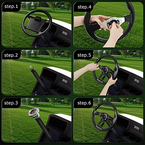 QYMOPAY Skid Steering Wheel, Universal Golf Cart for Club Car EZGO RXV and TXT, Yamaha, Precedent Tempo, DS（5115Black） by QYMOPAY - Image 3