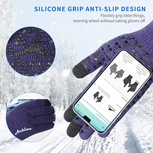 Image of Achiou Winter Gloves, Glove for Men Women, Upgraded Touch Screen Texting Warm Running with Thermal Soft Knit Lining