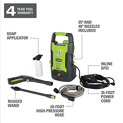 GreenWorks 1600 PSI 13 Amp 1.2 GPM Pressure Washer GPW1602