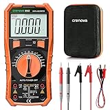 Crenova Digital Multimeter TRMS Multi Testers, Auto-Ranging Volt Meter, 6000 Counts Ohmmeter, Measures Capacitance Diodes Continuity Resistance Transistor hFE Temp with Probes, for Home, Automotive