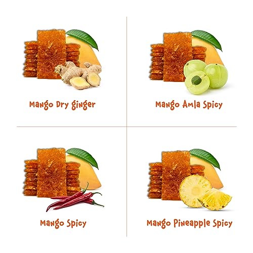 Image of GO DESi Mango Fruit Bars, 40 Bars, Aam Papad, Spicy Fruit Roll-Ups, Assorted Flavor, Individually Wrapped, No Preservatives, No Artificial Flavour, No Colour, 470 Gram