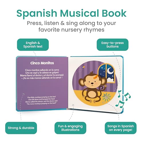 Image of Binibi Estrellita Bilingual Spanish Musical Book for Toddlers 1-3 | Libros en Espanol para Ninos. Bilingual lullaby sound book with classic Spanish nursery rhymes for toddlers, ages 1-3.