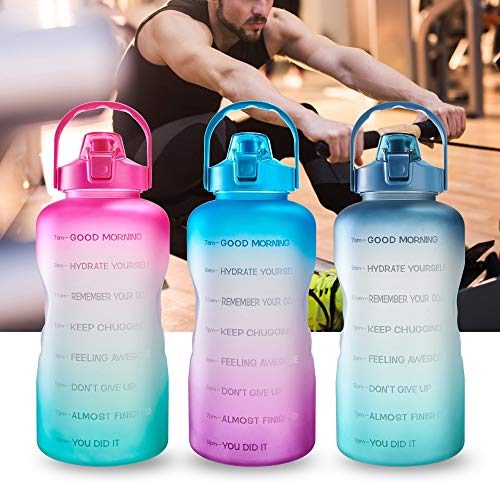 Eyq 128Oz Leak-Proof Gallon Water Bottle With Removable Straw & Ergonomic Handle, Bpa Free Drinking Large Water Jug For Fitness, Camping Sports Workouts Gym And Outdoor Activity (Pink/Green Gradient) #TOP6