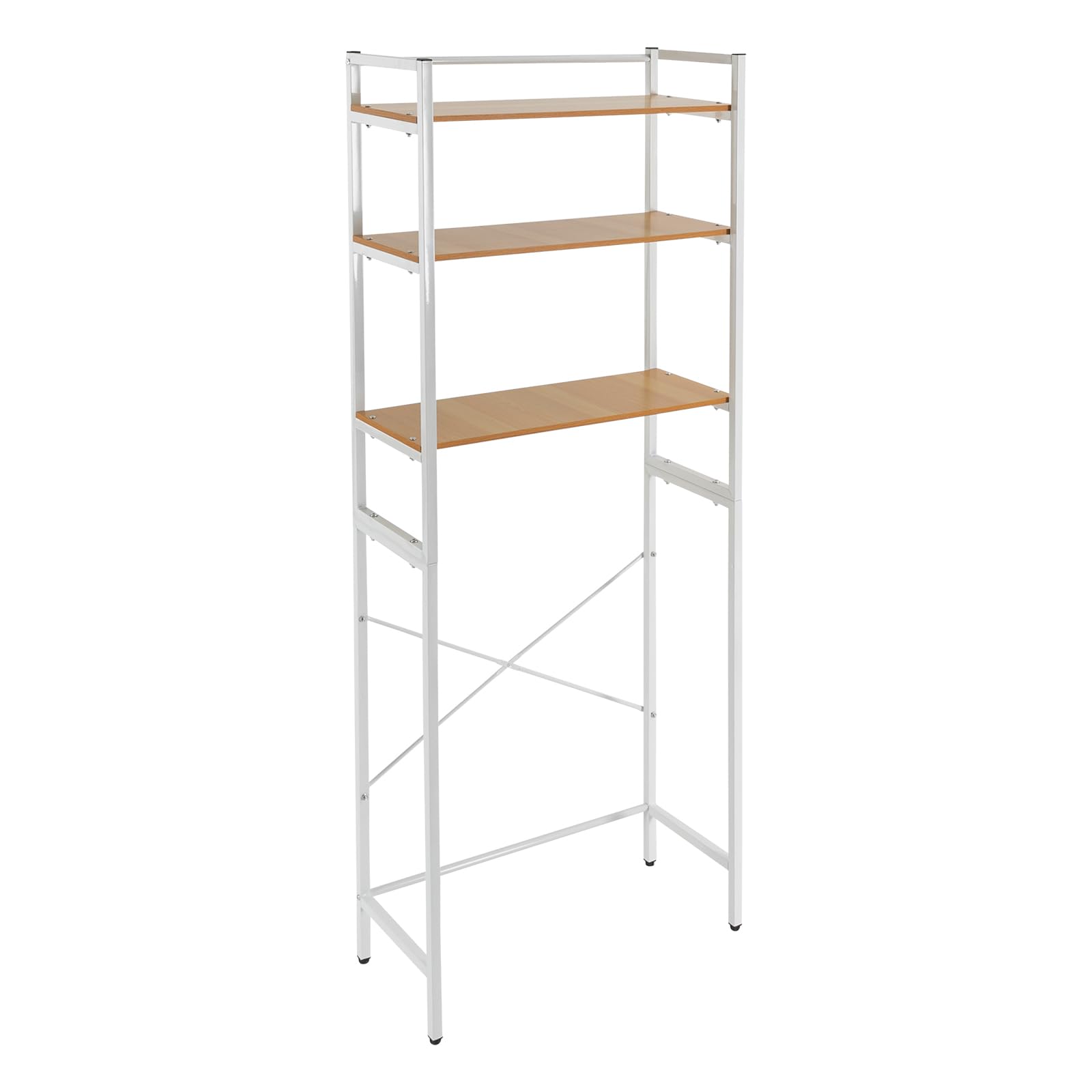 Scaffale per lavatrice, scaffale autoportante con 3 ripiani, per cucina, bagno, lavanderia, garage, ateliers (colore legno + bianco)