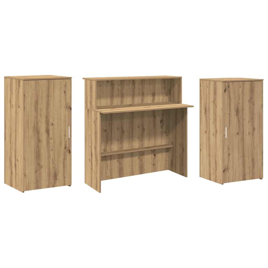 Bancone in legno di rovere Artisan, 200 x 50 x 103,5 cm, con bancone e vano portaoggetti, versatile per ufficio, casa, studio, mobili per ufficio, postazione di lavoro, segretario