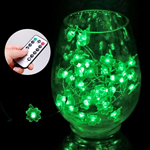 Howaf St. Patrick’s Day Lights, Irish Shamrock Clover Led String Lights 10Ft 40Leds Battery Powered Remote Control, Irish Day Fairy String Light With 8-Mode Flickeing For Indoor Outdoor Supplies #TOP4