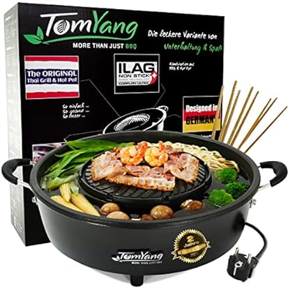 TomYang Hot Pot – Der Original Thai Grill, Designed in Germany, Schweizer Antihaftbeschichtung, mehr als 100 Anleitungsvideos & Rezepte. Korean BBQ, Hotpot, Mookata Thai Hot Pot Topf