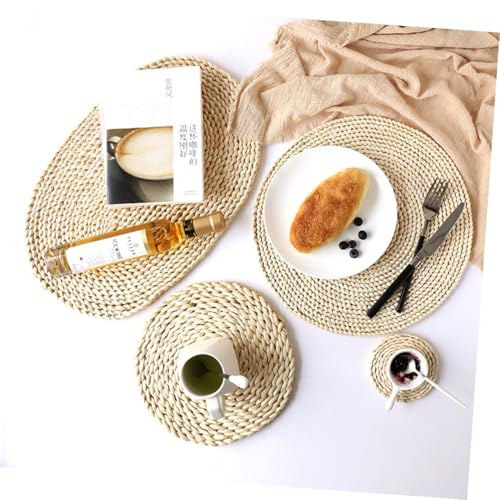 Set Table Paille Tressée Naturel UKCOCO pour Repas Conviviaux - 5