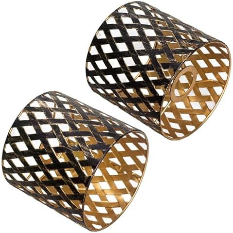 Osasy Gold and Black Drum Lampshades Set Cover