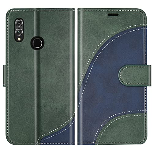 BoxTii Hülle für Huawei Honor 8X, Leder Handyhülle für Huawei Honor 8X, Ledertasche Klapphülle Schutzhülle mit Kartenfächer & Magnetverschluss, Grün