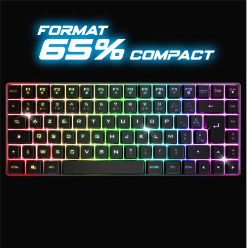 Spirit Of Gamer | Clavier Gamer sans Fil & Bluetooth RGB | Clavier TKL AZERTY Compact 65% | Touches Semi-Mécanique Rétroéclairé Dont 25 Anti-Ghosting | Compatible PC Gaming, Smartphone & Tablette – Image 4
