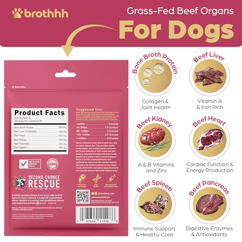 Beef Organ Bone Broth Meal Topper for Dogs - 100% Grass Fed, Veterinarian Approved, Non-GMO by Brothhh - Supports Immunity, Joint & Heart Health, Vision & Vitality - No Fillers - Pet Supplement - Image 4