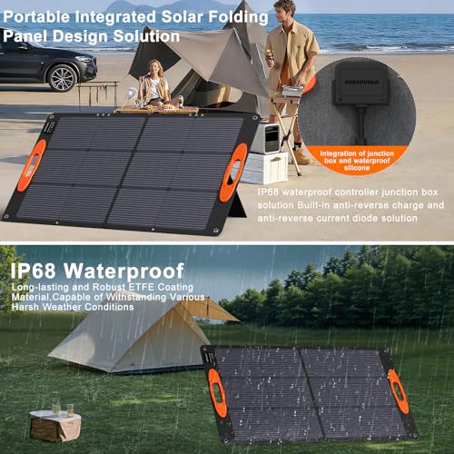 Image of SOKIOVOLA N-Type 16BB 100W Portable Solar Panel 18V ETFE Portable Foldable Solar Charger NextGen 25% High Conversion Folding Solar Panel for Camping Outdoor RV