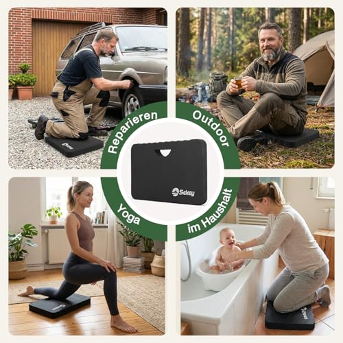 Sekey Kniekissen 1 Stück – 40 mm Extra Dick, Kniekissen Garten Arbeit Knie-Matte Sitzunterlage Knieschoner, Rutschfest & Wasserfest, Multifunktional für Garten, Haushalt, Werkstatt & Yoga, 43×28x4cm