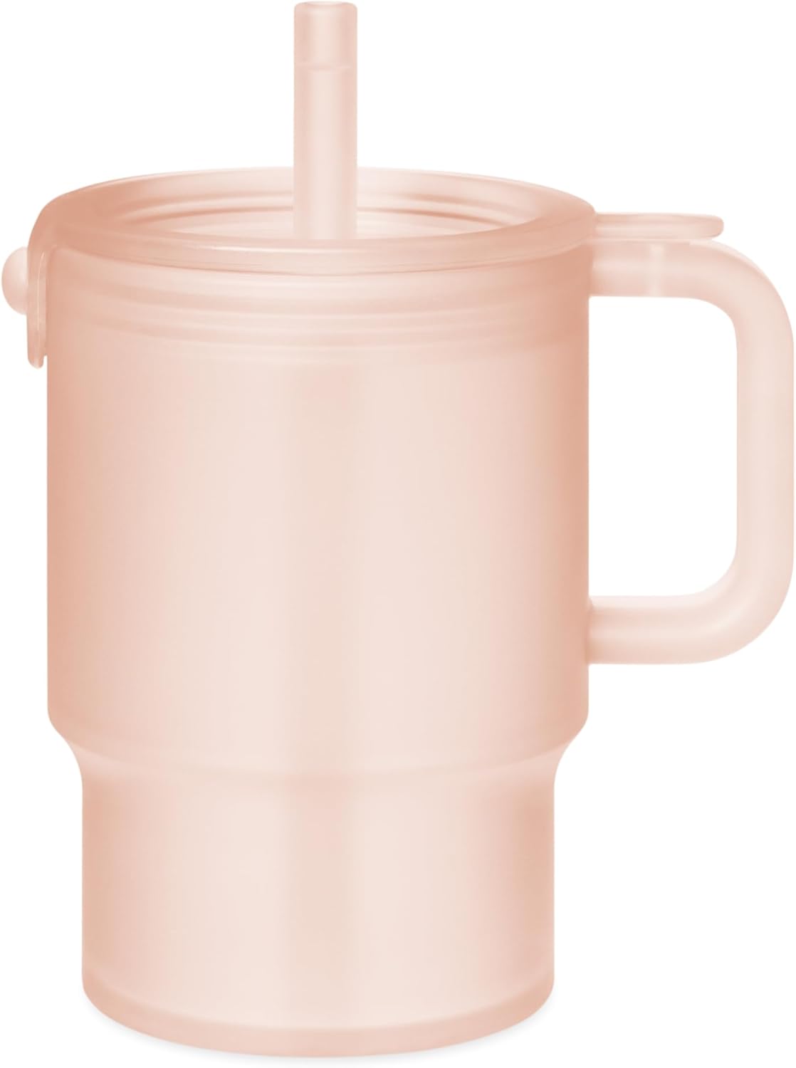 Olababy Clear Sense Silicone Tumbler with Handle & Straw 11 oz, Toddler & Kids Spill Proof Sippy Cup, Leak Resistant, BPA Free Baby Cup, Cupholder Compatible Travel Quencher (Coral, 1 PK)