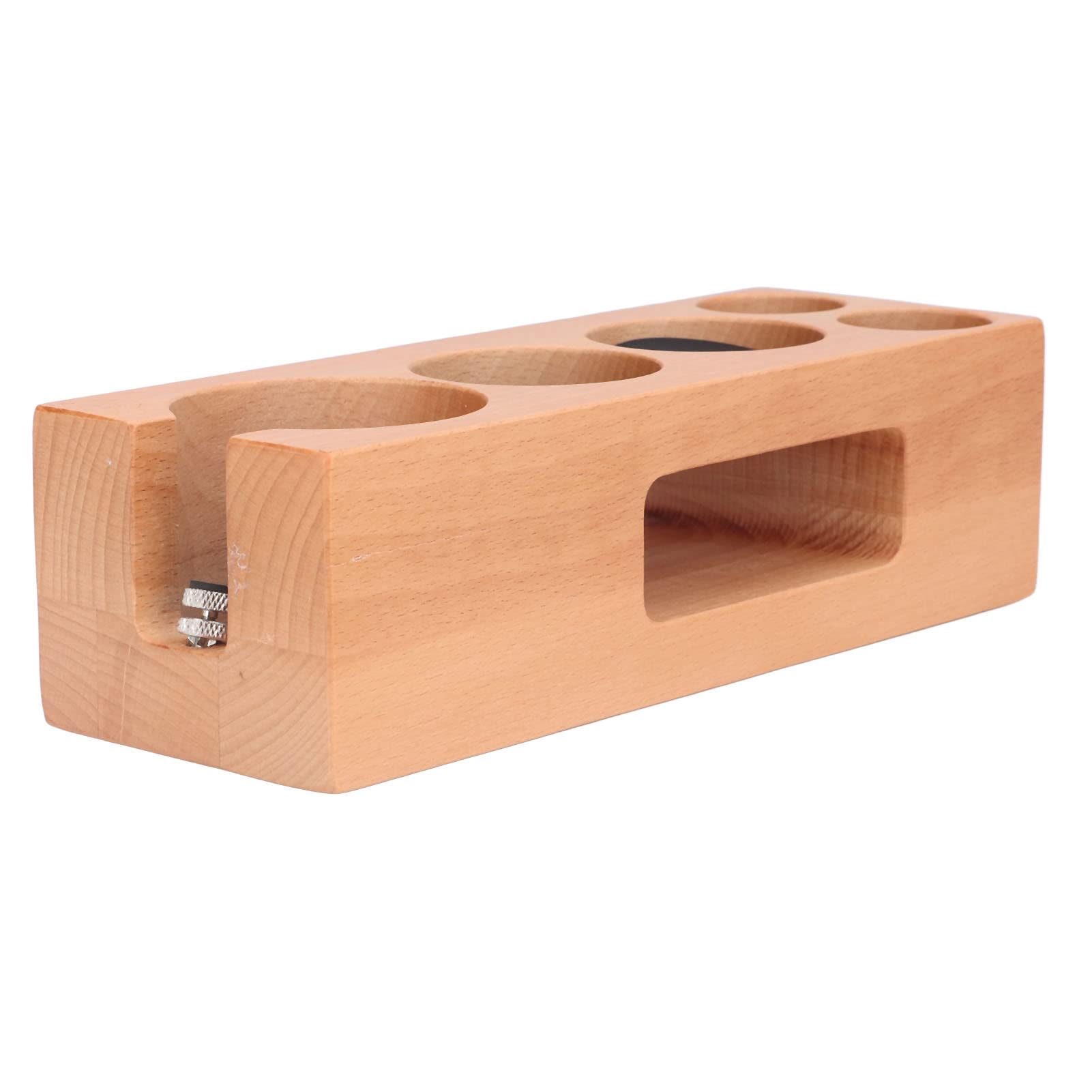 Soporte para prensa de café de madera, base de madera para prensa de café con ranura para tarjeta y base antideslizante para mango de máquina de espresso de 2,3 pulgadas, estación