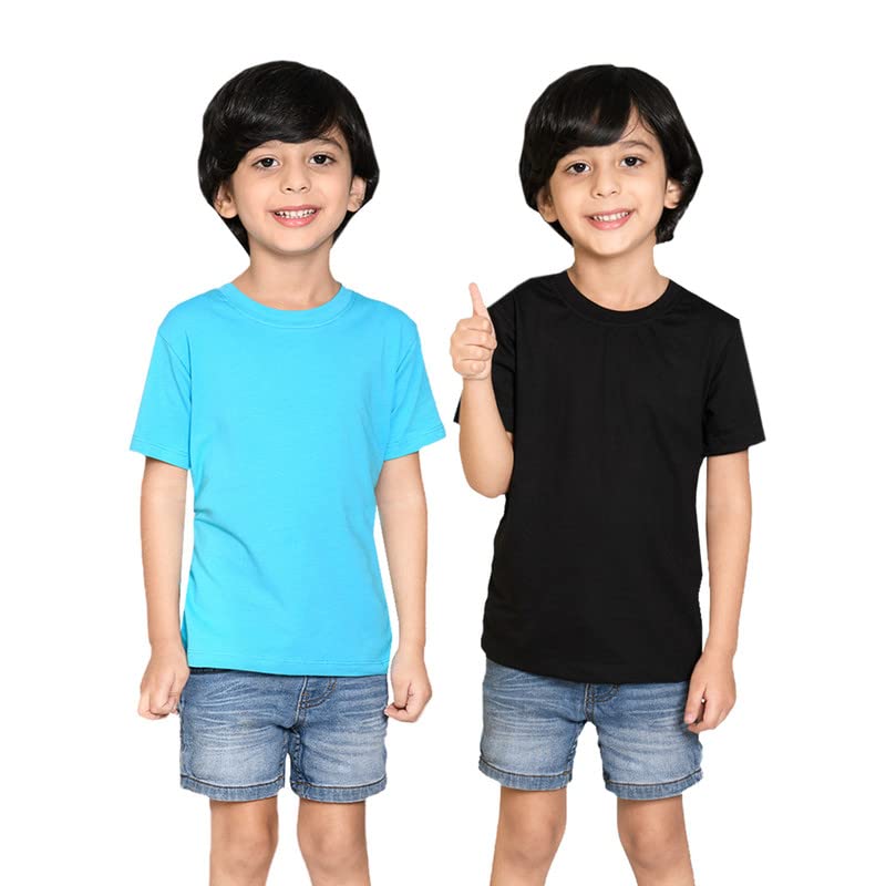 Image of Nusyl Boys Half Sleeves Solid T-Shirt for Kids | Soft Cotton Blend | Comfortable Regular Fit | Casual 2-16 Years | Multiple Colors & Pack Options