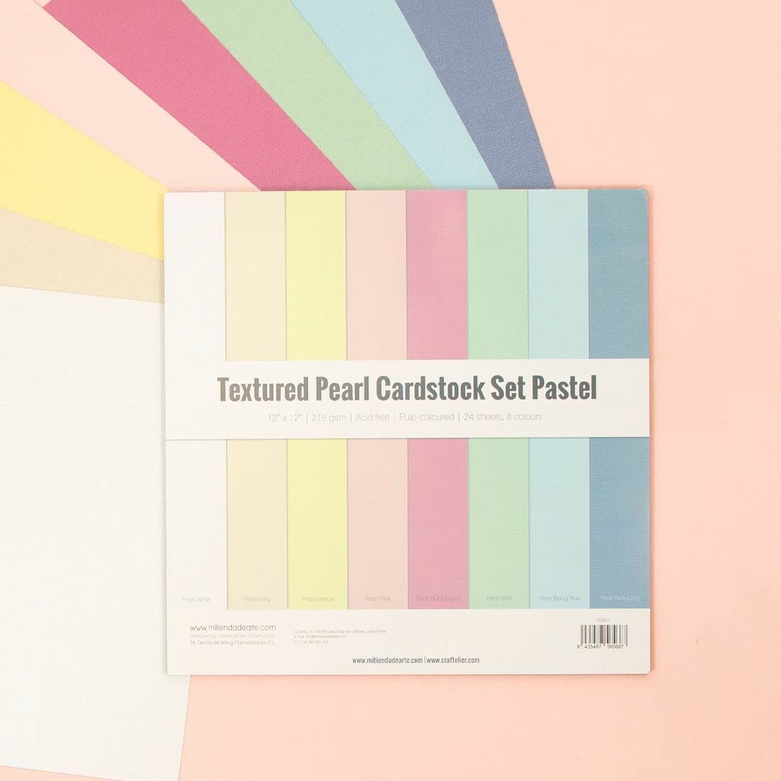 Craftelier Cardstock Pack, Pack of 24 Cardstock for Scrapbooking and Crafts Projects Pastel Pearl Texture - Image 2