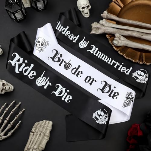 Giegxin 12 Pack Bride or Die Bachelorette Decoration White Bride or Die Sash and Black Till Death Do Us Sashes for Gothic Spooky Bridal Shower Wedding Engagement Bachelorette Supplies by Giegxin - Image 7