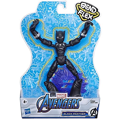 Avengers E7868 Marvel Bend and Flex Action Figure Toy, 6-inch Flexible Black Panther, Includes Accessory, Ages 4 and Up, Multicoloured