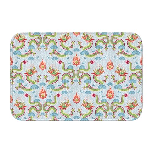 玄関マット 龍 ドラゴン柄 和風 伝統 足拭きマット バスマット 滑り止め 吸水 速乾 お風呂マット おしゃれ かわいい 吸水速乾 厚手 防音 業務用 家庭用 40×60cm