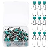 Fishing Line Sinker Slides 40Pcs Stainless Steel Catfishing Rig with Duo Lock Snaps Sinker Weight Connectors Heavy Duty Sinker Slider for Fishing Tackle(Green)
