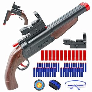 Double Barrel Toy Foam Blaster – Foam Squirt with Suction Dart and Catridge, 2 in 1 Foam Dart Blaster with Suction Dart and Catridge for Kids Teen Adults, Outdoor Toys for 8+ Year Old Boys & Girls
