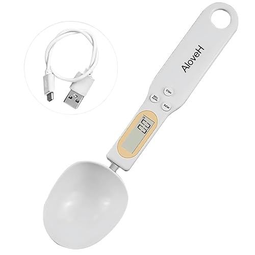 Báscula digital de cuchara para alimentos, precisión de 17.64 oz0.00 oz, recargable por USB, pantalla LCD, báscula de cocina compacta para cocinar y